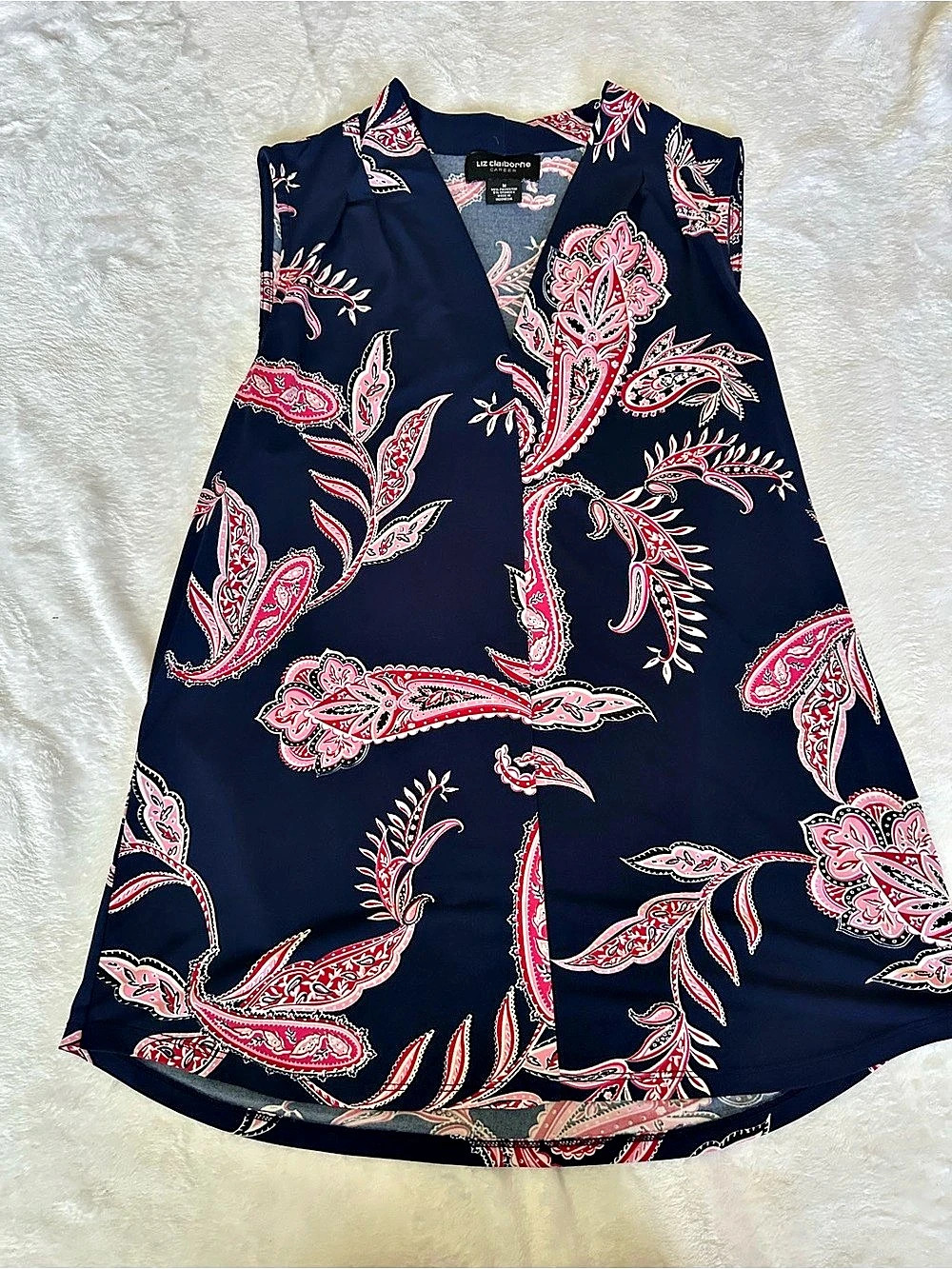 Liz Claiborne Paisley Blouse in Blue & Pink Size Medium Like New